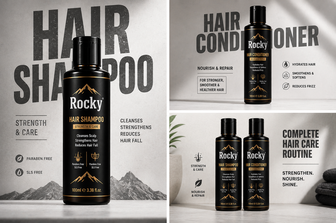Rocky Hair Care Combo – Hair Shampoo & Hair Conditioner | Strength, Nourish & Repair | Natural Ingredients | 250ml + 250ml