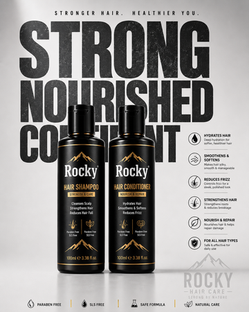 Rocky Hair Care Combo – Hair Shampoo & Hair Conditioner | Strength, Nourish & Repair | Natural Ingredients | 250ml + 250ml