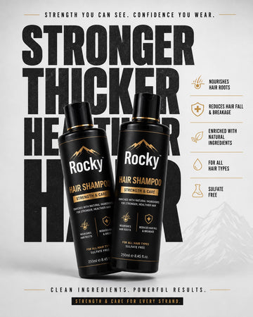 Rocky Hair Shampoo – Strength & Care | Deep Scalp Cleansing & Hair Fall Control (250ml)
